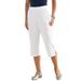 Plus Size Women's Soft Knit Capri Pant by Roaman's in White (Size M) Pull On Elastic Waist