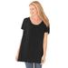 Plus Size Women's Perfect Short-Sleeve Shirred U-Neck Tunic by Woman Within in Black (Size M)