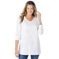 Plus Size Women's Perfect Long-Sleeve V-Neck Tee by Woman Within in White (Size 2X) Shirt