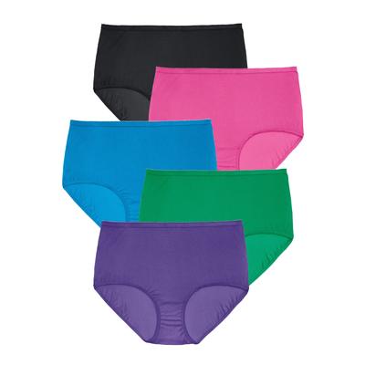 Plus Size Women's Full Coverage Nylon Brief 5-Pack by Comfort Choice in Bright Pack (Size 14) Underwear