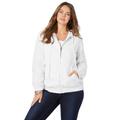 Plus Size Women's Cotton Complete Zip-Up Hoodie by Roaman's in White Denim (Size 18 W) Denim Jacket