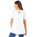Plus Size Women's Short-Sleeve V-Neck Ultimate Tunic by Roaman's in White (Size M) Long T-Shirt Tee