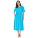 Plus Size Women's Button-Front Essential Dress by Woman Within in Paradise Blue Polka Dot (Size 6X)