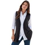 Plus Size Women's Fine Gauge Drop Needle Sweater Vest by Roaman's in Black (Size M)