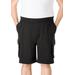 Men's Big & Tall Fleece 10" Cargo Shorts by KingSize in Black (Size 5XL)