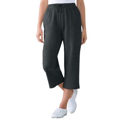 Plus Size Women's Sport Knit Capri Pant by Woman Within in Heather Charcoal (Size S)