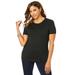 Plus Size Women's Fine Gauge Crewneck Shell by Jessica London in Black (Size 14/16) Short Sleeve Sweater