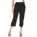 Plus Size Women's Soft Knit Capri Pant by Roaman's in Black (Size 1X) Pull On Elastic Waist