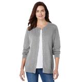 Plus Size Women's Perfect Long-Sleeve Cardigan by Woman Within in Medium Heather Grey (Size 4X) Sweater