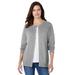 Plus Size Women's Perfect Long-Sleeve Cardigan by Woman Within in Medium Heather Grey (Size 3X) Sweater