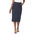 Plus Size Women's Comfort Waist Stretch Denim Midi Skirt by Jessica London in Indigo (Size 14) Elastic Waist Stretch Denim