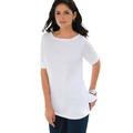 Plus Size Women's Stretch Cotton Cuff Tee by Jessica London in White (Size 18/20) Short-Sleeve T-Shirt