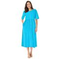 Plus Size Women's Button-Front Essential Dress by Woman Within in Paradise Blue Polka Dot (Size S)