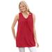 Plus Size Women's Perfect Sleeveless Shirred V-Neck Tunic by Woman Within in Classic Red (Size 2X)