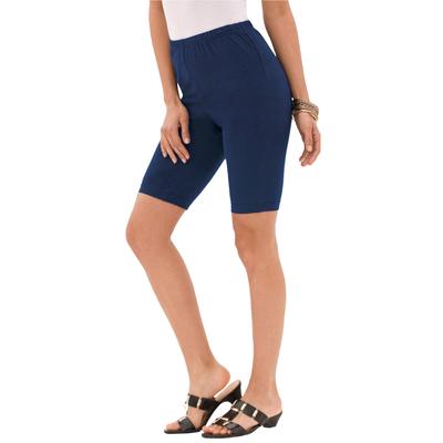 Plus Size Women's Essential Stretch Bike Short by Roaman's in Navy (Size L) Cycle Gym Workout