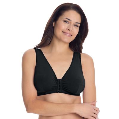 Plus Size Women's Leading Lady® Meryl Cotton Front-Close Wireless Bra by Leading Lady in Black (Size 38 A/B)