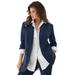 Plus Size Women's Boyfriend Blazer by Roaman's in Navy (Size 24 W) Professional Jacket