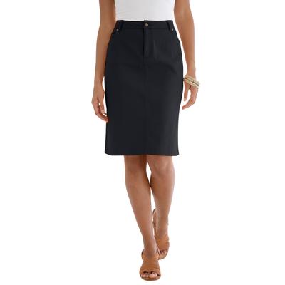 Plus Size Women's True Fit Stretch Denim Short Skirt by Jessica London in Black (Size 20)