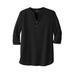 Men's Big & Tall Gauze Mandarin Collar Shirt by KingSize in Black (Size 3XL)