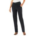 Plus Size Women's Corduroy Straight Leg Stretch Pant by Woman Within in Black (Size 30 W)