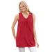 Plus Size Women's Perfect Sleeveless Shirred V-Neck Tunic by Woman Within in Classic Red (Size 3X)