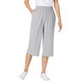 Plus Size Women's Elastic-Waist Knit Capri Pant by Woman Within in Heather Grey (Size 1X)