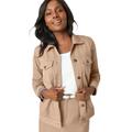 Plus Size Women's Classic Cotton Denim Jacket by Jessica London in New Khaki (Size 14) 100% Cotton Jean Jacket