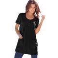 Plus Size Women's Two-Pocket Soft Knit Tunic by Roaman's in Black (Size 4X) Long T-Shirt