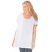 Plus Size Women's Perfect Short-Sleeve Shirred U-Neck Tunic by Woman Within in White (Size 4X)