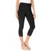 Plus Size Women's Lace-Trim Essential Stretch Capri Legging by Roaman's in Black (Size 5X) Activewear Workout Yoga Pants