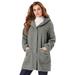 Plus Size Women's Hooded Textured Fleece Coat by Roaman's in Medium Heather Grey (Size 1X)