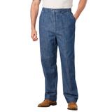 Men's Big & Tall Knockarounds® Full-Elastic Waist Pants in Twill or Denim by KingSize in Stonewash (Size 4XL 40)