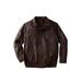 Men's Big & Tall Leather Bomber Jacket by KingSize in Brown (Size 5XL)