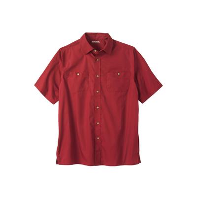 Men's Big & Tall Short-Sleeve Pocket Sport Shirt by KingSize in Rich Burgundy (Size 8XL)