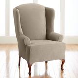 BH Studio Brighton Stretch Wing Chair Slipcover by BH Studio in Stone