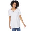 Plus Size Women's Perfect Short-Sleeve Keyhole Tee by Woman Within in White (Size 30/32) Shirt