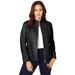 Plus Size Women's Zip Front Leather Jacket by Jessica London in Black (Size 26 W)