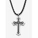 Men's Big & Tall Cross Pendant Cord Necklace by PalmBeach Jewelry in Stainless Steel