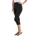 Plus Size Women's Essential Stretch Capri Legging by Roaman's in Black (Size 26/28) Activewear Workout Yoga Pants