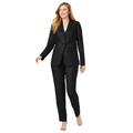 Plus Size Women's 2-Piece Stretch Crepe Single-Breasted Pantsuit by Jessica London in Black (Size 16 W) Set