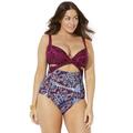 Plus Size Women's Cut Out Underwire One Piece Swimsuit by Swimsuits For All in Aztec (Size 6)