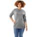 Plus Size Women's Perfect Long-Sleeve Crewneck Tee by Woman Within in Medium Heather Grey (Size 6X) Shirt