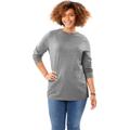 Plus Size Women's Perfect Long-Sleeve Crewneck Tee by Woman Within in Medium Heather Grey (Size M) Shirt