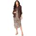 Plus Size Women's Three-Quarter Sleeve Jacket Dress Set with Button Front by Roaman's in Natural Animal Print (Size 28 W)