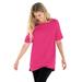 Plus Size Women's Perfect Cuffed Elbow-Sleeve Boat-Neck Tee by Woman Within in Raspberry Sorbet (Size L) Shirt