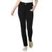 Plus Size Women's Secret Solutions™ Tummy Smoothing Straight Leg Jean by Woman Within in Black Denim (Size 34 T)