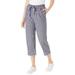 Plus Size Women's Seersucker Capri Pant by Woman Within in Navy Gingham (Size 14 W)