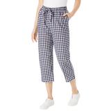 Plus Size Women's Seersucker Capri Pant by Woman Within in Navy Gingham (Size 24 W)