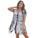 Plus Size Women's Olivia Shibori Cover Up Tunic by Swimsuits For All in Black White Tie Dye (Size 18/20)