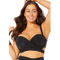 Plus Size Women's Crisscross Cup Sized Wrap Underwire Bikini Top by Swimsuits For All in Black (Size 12 D/DD)